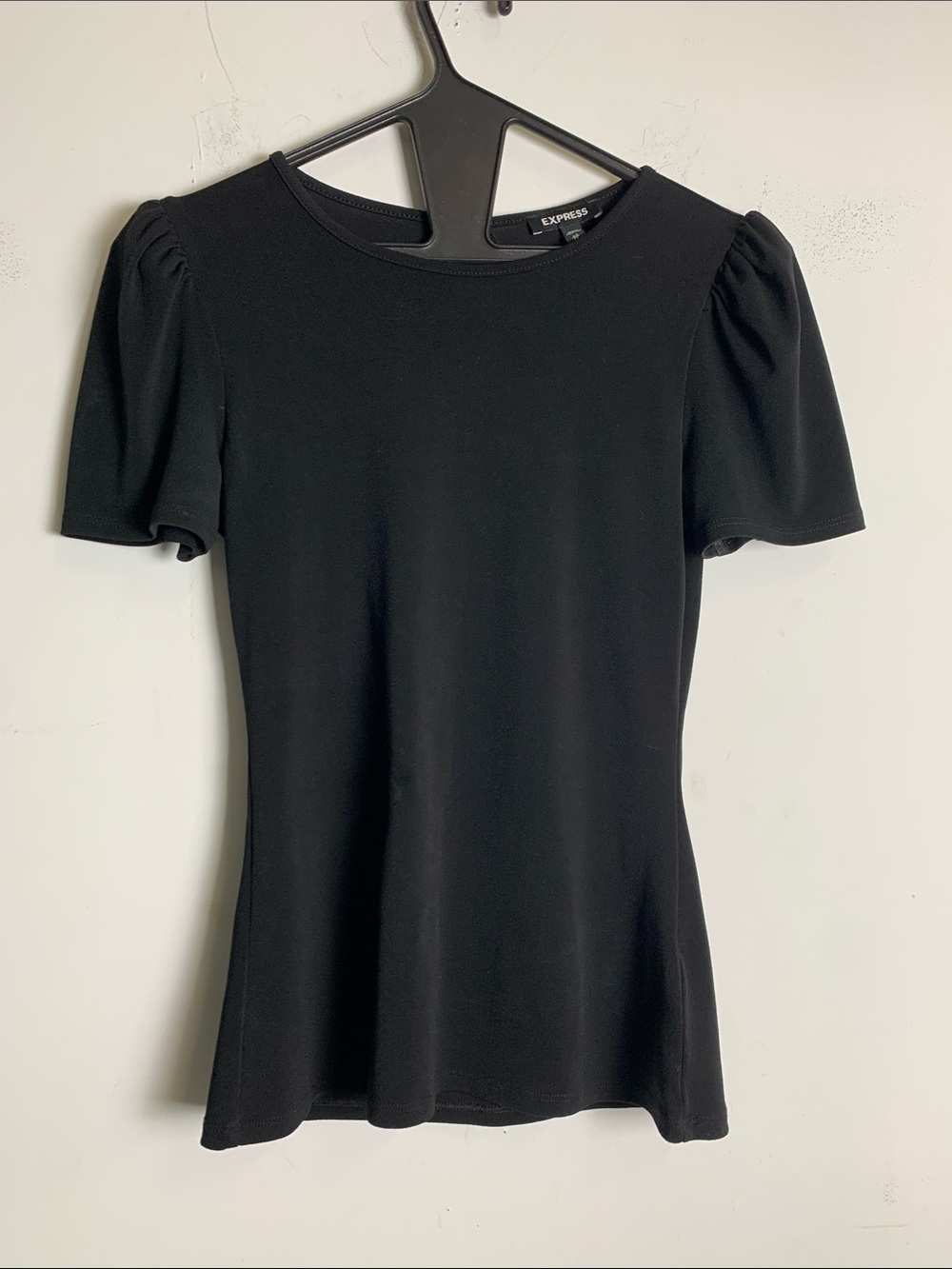 Express Black Short Puff Sleeve Crewneck Tee